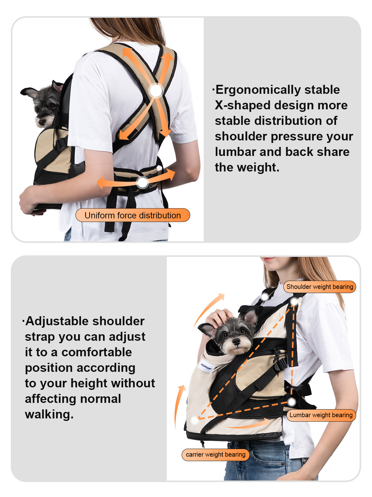 HiDREAM Dog Front Carrier Suitable for Dogs 8-18 pounds