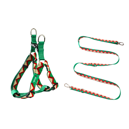 HiDREAM Dog Adjustable Double Head Nylon Leash Harness Set