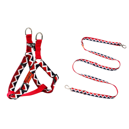 HiDREAM Dog Adjustable Double Head Nylon Leash Harness Set